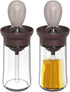 Oil Dispenser with Brush - 2 Pack 180ml Glass Olive Oil Dispenser Bottle with Basting Brush for Cooking Frying Baking Kitchen, T-OB21 Grey...