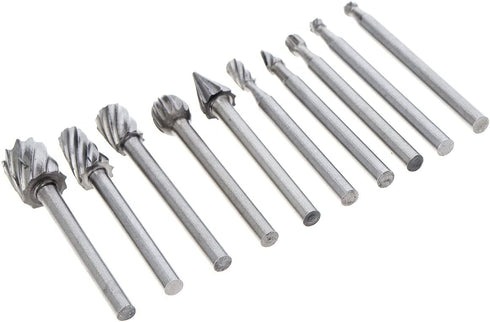 10pcs/set DIY Tree Root Carving 3mm Shank High Speed Steel Carpentry Handmade Electric Grinding Head Engraving Milling Cutter Rotary Burr Bit Set...