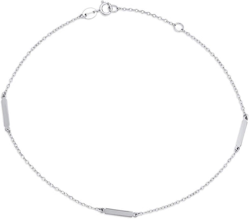 Bling Jewelry Simple Ball Dot & Dash Bar Chain Anklet Ankle Bracelet For Women Teen Yellow Gold Plated .925 Sterling Silver 9-10 Inch...