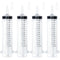 4 Pack 150ml/cc Large Syringe with Cap, Individually Sterile Sealed Plastic Liquid Syringes with Measurement for Scientific Labs, Measuring Liquid...
