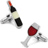 Red Wine Bottle & Glass Cuff Links Quality Brass Material Drink Design Cufflinks with Gift Box...