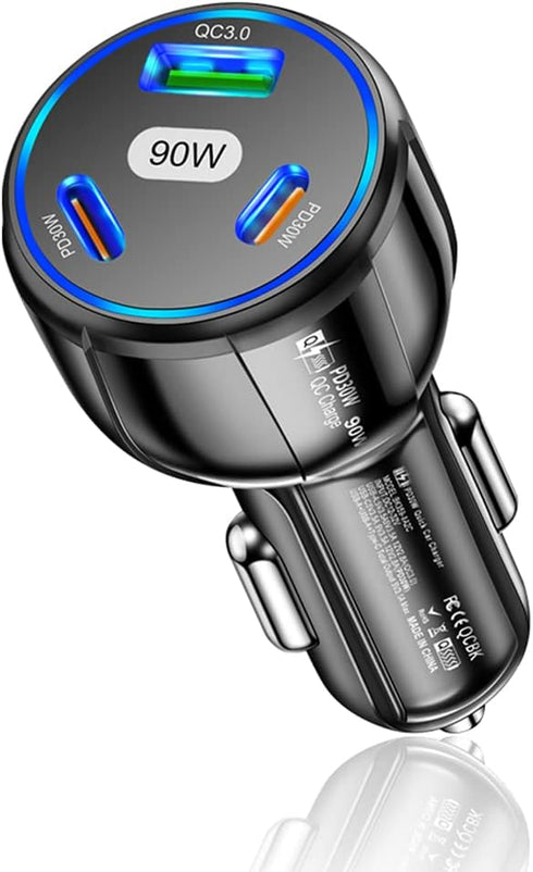 Car Fast Charger,90W Type C Car Charger Car Accessories, Car Accessories Cigarette Lighter USB Car Charger Compatible with iPhone 14/13/12/Mini/Pr...