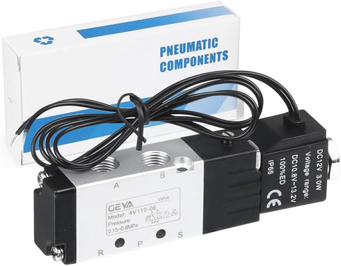 1/8” NPT Solenoid Valve DC 12V Single Coil Pilot Operated Motorized 2-Position 5-Way Connection Type Pneumatic Solenoid Valve(4V110-06 1/8”NPT,Out...