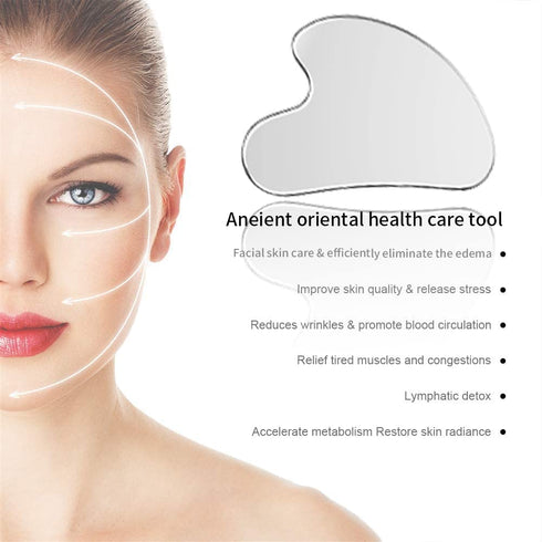 Stainless Steel Gua Sha - Metal Gua Sha, for Face, Neck, Body Skin Care Tools, Muscle Relaxing and Relieve Fine Lines and Wrinkles, Durable Stainl...