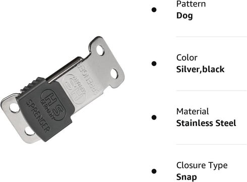 Herm Sprenger ClicLock Fastener Stainless Steel Buckle for Prong Dog Training Collar & Quick Release with Easy Buckle for Small Medium Large Dogs ...