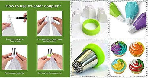 Russian Piping Tips Cake Decorating Complete Set, WOWDECOR 24pcs Baking Supplies Kit Icing Nozzles Flowers Shaped, Frosting Bags and Tips for Begi...