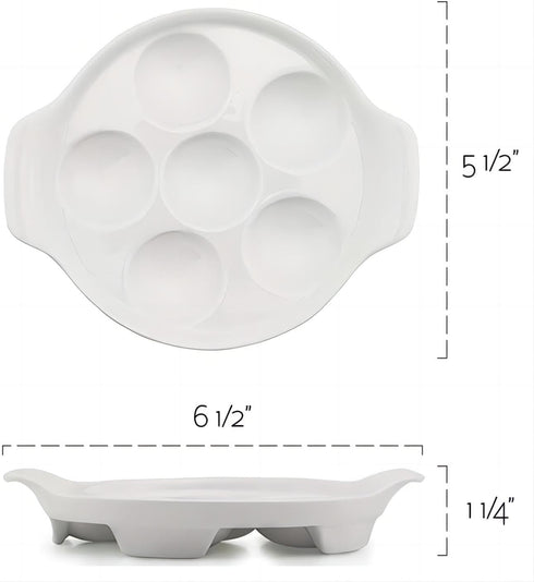 Bamboo's Grocery LoKii 6 Holes 2 Pack Ceramic Escargot Dish, Ceramic Snail Dish with Handles, Escargot Dish Diet Plates, White, 6 Inches...