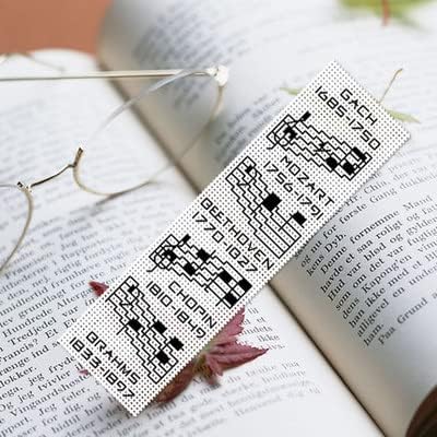 DIY Blank Canvas Music Notation Bookmarks Counted Cross Stitch Kits for Adult Kid Beginner Embroidery Crafts Needlework Bookmark for Student Gift ...