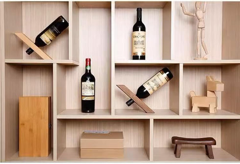 Wine Bottle Holder - Black Walnut Single Wine Bottle Holder Stand Display - Table Top Wine Rack Self - Balancing Countertop Wine Holders Organizer...