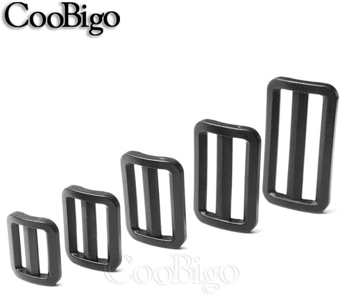CooBigo 12 Pack Plastic Buckles for Straps 1-1/2 Inch Tri-Glide Slide, Plastic Slide Clip Heavy Duty Adjustable Webbing Tri-glides Slider Buckle f...