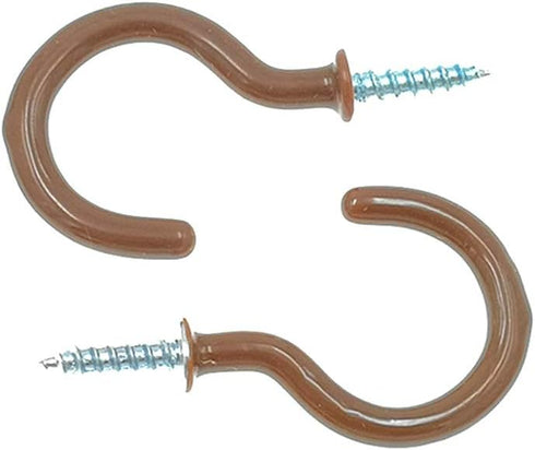 Cup Ceiling Hooks,Medium Size Vinyl Coated Screw-in Open Hooks Hangers(50pcs,1.25 inches,Brown)...