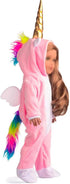 18 Inch Doll Clothes Unicorn Onesie Pajamas Rainbow Color Hair Bow Clips Costume Fits 18 Inch Doll (Doll Not Included)...
