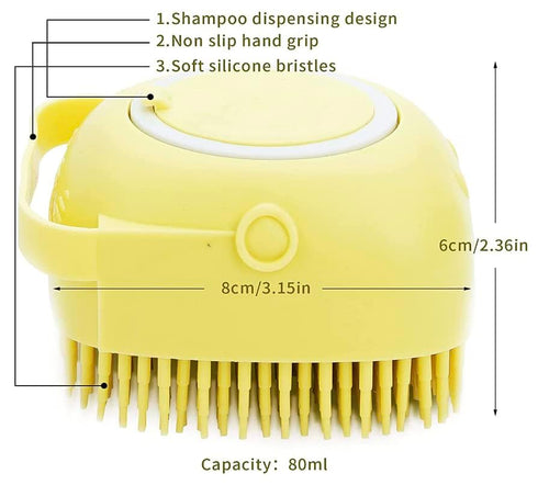 Dog and Cat Massage & Cleaning Brush - Premium Silicone. (Yellow)...