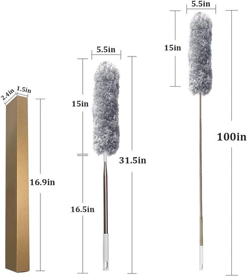 DELUX Microfiber Feather Duster Extendable Duster with 100 inches Extra Long Pole, Bendable Head & Long Handle Dusters for Cleaning Ceiling Fan, H...