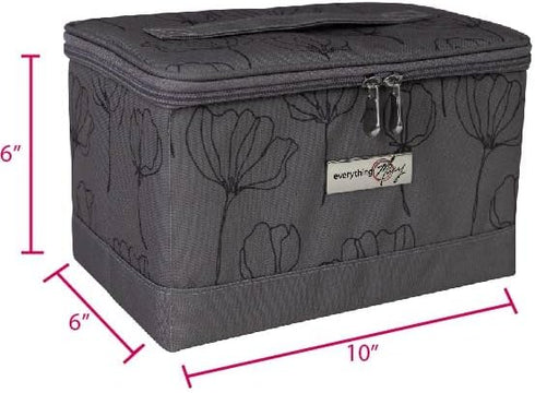 Everything Mary Collapsible Sewing Kit Organizer Box, Grey floral - Supplies Storage Basket for Supplies and Accessories - Organization for Thread...