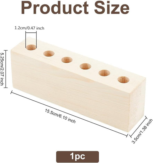OLYCRAFT 6-Hole Wood Desktop Pen Holder with 12mm Round Hole Fountain Pen Stand Rustic Wooden Pen Organizer Office Desk Pen Holder for Pen Storage...