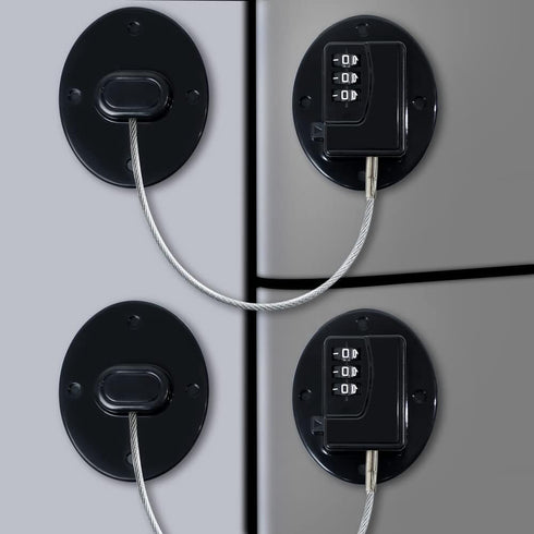 Fridge Lock AOSITE Refrigerator Lock Combination Black Combo Fridge Locks with Code for Adults 2 Pcs Refrigerator Lock for Children Adhesive Freez...