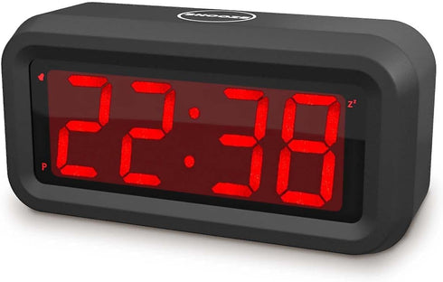 Digital Alarm Clock, Small Wall Clock, Battery Operated, 1.2" LED Large Display, 2-Level Brightness Dimmer, 12/24Hr, Snooze, 4 PCS AA Batteries La...