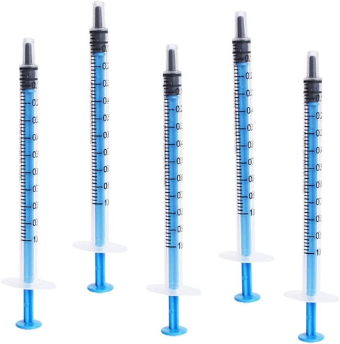 5 pcs 1ML/CC Plastic Syringe Disposable Individual Sealed Wrap Without Needle with Measurement for Scientific Feeding Pets Labs Watering Dispensin...