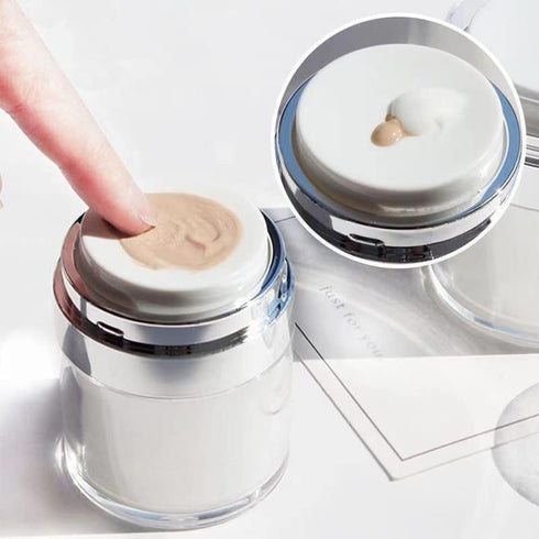 Airless Pump Jars Refillable Airless Travel Lotion Jar With Lid New Empty Airless Cosmetic Container for Thick Moisturizer Skincare Cream White...