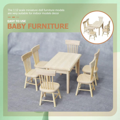 Toddmomy 1 Set Doll Furniture Miniature Furniture Decorative 1/12 Scale Miniature Table Chair Set for Dollhouse Kitchen Food Decoration Accessorie...