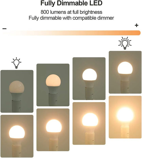 DEWENWILS 8-Pack Dimmable LED A19 Light Bulb, Soft White Light with Warm Glow, 800 Lumen, 2700K, 10W (60 Watt Equivalent), E26 Medium Screw Base, ...