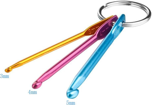 Large Size Aluminum Crochet Hook Set 6.5m(K)/8mm(L)/9mm(M)/10mm(N)/12mm(O) Knitting Needles Craft Weave Yarn Set - Mini Keychain Set Included...