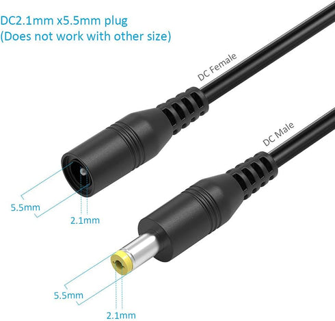 Belker 12 Volt Power Extension Cable Cord for CCTV IP Security Camera Indoor Wireless IP Camera Standalone DVR Baby Monitor Router, 2 Pack DC 5.5m...