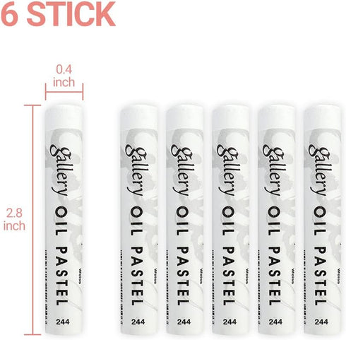 6 Stick – HASHI Soft White Oil Pastels, Non-Toxic for Kids, Artists, Beginners, Students...