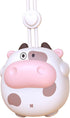 Cartoon Hanging Neck Fan, Portable Battery Powered Mini Personal Necklace Fan with Adjustable Lanyard USB Rechargeable Hands Liberating(cow white)...