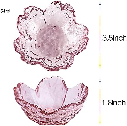 4pcs Glass Sakura Shape Small Seasoning Dishes Dipping Bowls Appetizer Plates,3.4inch...