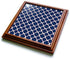 3dRose Quatrefoil Pattern Navy Blue & White with Red Accent Trivet with Ceramic Tile, 8 by 8", Brown...