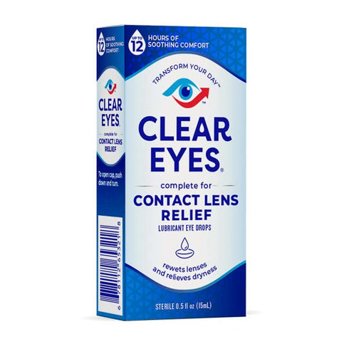 Clear Eyes Contact Lens Relief Soothing Eye Drops 0.50 oz (Pack of 3)...