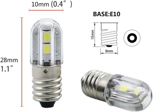 E10 Led Bulb 6vdc/ac 1w Super Bright 100Lumens Indicator Light Warm White Color,Pack of 10...