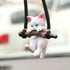 ZOSTLAND White Swing Ornament Twig Car Auto Rear View Mirror Hanging Decoration Suspension Pendant Accessories Applicable to Car Truck SUV (Cat)...