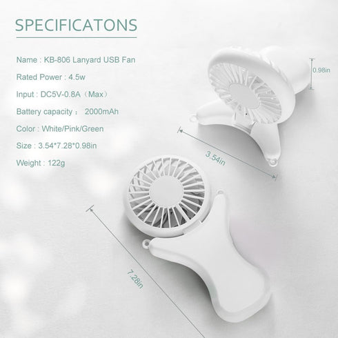 OATSBASF Mini Portable Fan, Cute Design 3 Speed Personal Small Desk Fan, 90° Ajustable, Rechargeable Mini Fan for Stylish Girl Women Travel Indoor...
