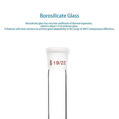 stonylab Glass Straight Connecting Adapter, Borosilicate Glass 90mm Between Two 19/22 Ground Outer Standard Taper Joints for Laboratory Lab Supply...