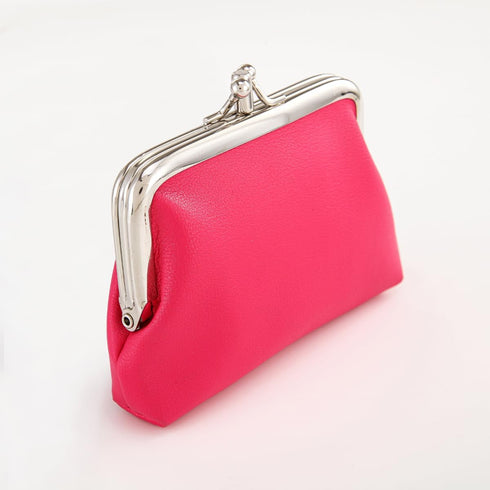 Double Layer Coin Purse for Women Girls Rose Red PU Leather Kiss-lock Mini Wallet Key Bag Card Holder...