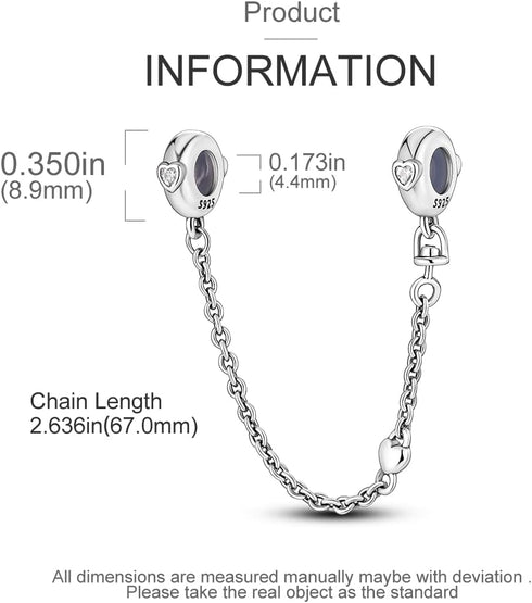 MULA 925 Sterling Silver Safety Chain for Charms Bracelets Dangle Pendants Beads Cute Cat Jewelry Gift for Women...