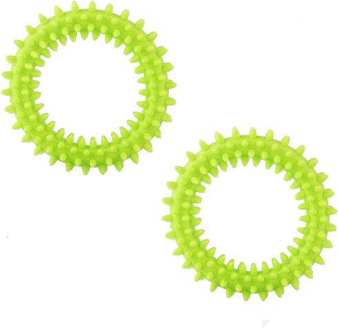 2Pcs Pet Chew Ring Toy Soft Dental Rubber Puppy Teeth Cleaning Healthy Gums Spike Ring Chew Toy for Cat and Dogs (9cm)...