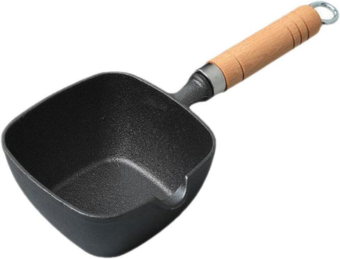 Yardwe Cast Iron Pot, Butter Iron Oil Heating Pot with Wooden Handle Cookware Melting Pot (4inch)...