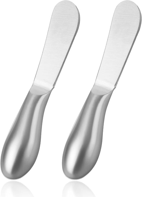 2 Pcs Butter Knife Little Cheese Spreader Knives Stainless Steel Spreader Knife Set Cocktail Knives for Condiments Cheese Charcuterie Board Jam Pa...
