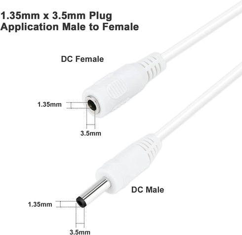 DC Power Extension Cable 33ft 1.35mm x 3.5mm Compatible with 5V DC Adapter Cord for CCTV Security Camera IP Camera Standalone DVR (33ft DC3.5mm Pl...