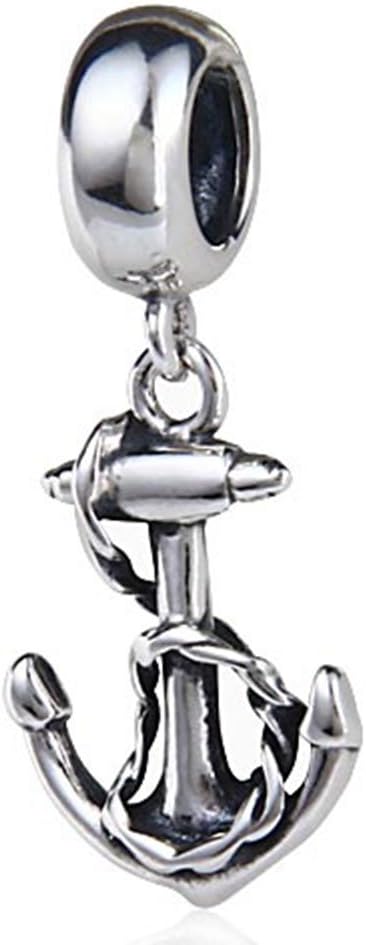 Anchor Charm 925 Sterling Silver Sailor Charm USN Charm Sea Charm Birthday Charm Anniversary Charm for Pandora Charms Bracelet (A)...