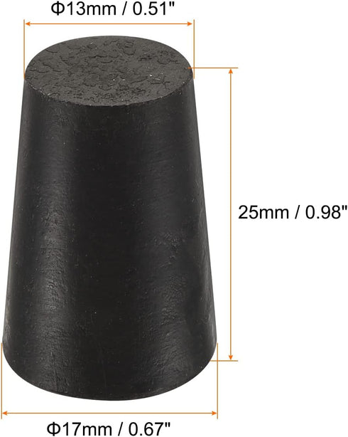 MECCANIXITY Rubber Tapered Plug 13mm to 17mm Solid Test Tubes Bungs Stopper Black for Lab Home 5 Pieces...