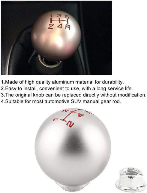 Gear Shift Knob,Car Manual Aluminum Gear Stick Ball Shift Knob Shifter Lever Head (5 Speed)...