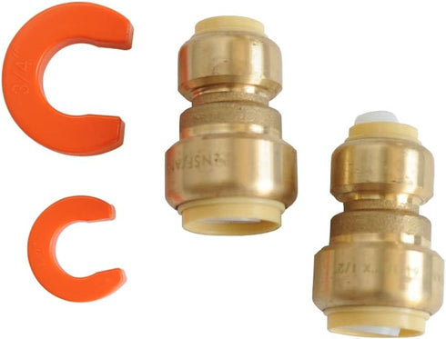3/4" x 1/2" Reducing Coupling with Disconnect Clips - Lead-Free Brass Fittings for Copper, PEX, CPVC and CTS - Push to Connect Plumbing Supplies (...