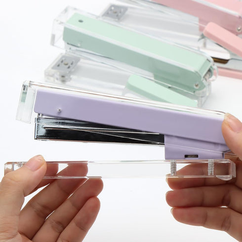 Purple Stapler Staples Remover Clear Acrylic Desk Stapler Manual Stapling tool Cute Staple Remover Kit for Home School Office Desktop Accessories ...