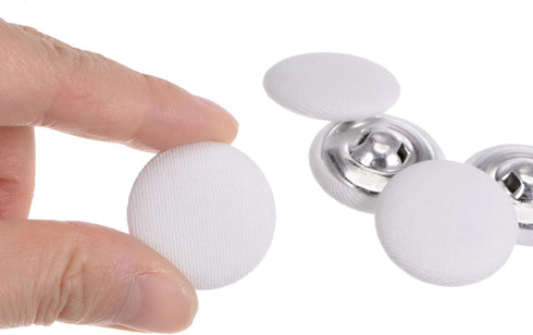 10pcs 40L Fabric Cloth Covered Button 25mm Round Metal Shank Sewing Buttons for Suits Dress Blouses, White...