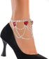 ELABEST Rhinestone Ankle Bracelets Heart Anklet Crystal Tassel Anklet 2pcs Layered Ankle Bracelets Boho High-heeled Tennis Foot Chain Wedding Jewe...